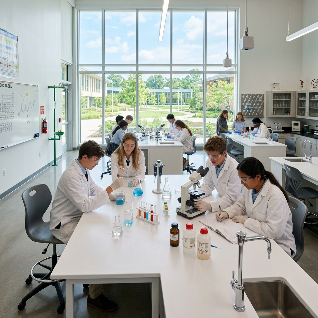Fully equipped school chemistry and biology science laboratory