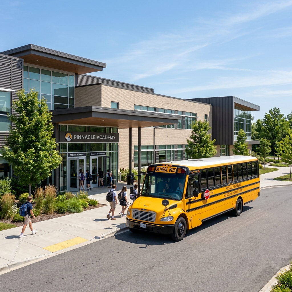 Modern yellow school bus service